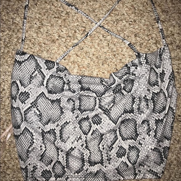 Windsor Tops - Windsor Snakeskin Crop Cross Back Top